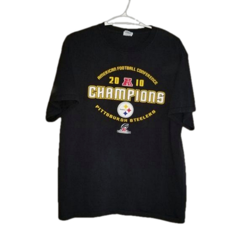 Pittsburg Steelers 2010 Championship Black Short Sleeve TShirt Size Large